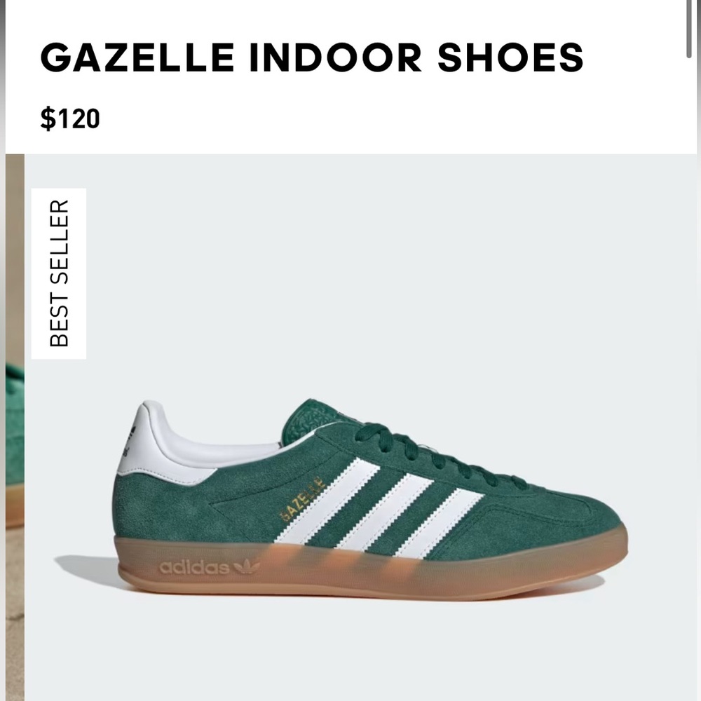 Adidas Gazelle, 8.5m/9.5wCollegiate Green/ cloud white / Gum